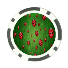 Ladybugs Red Leaf Green Polka Animals Insect Poker Chip Card Guard by Mariart