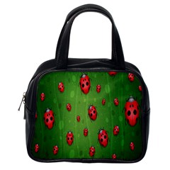 Ladybugs Red Leaf Green Polka Animals Insect Classic Handbags (one Side)