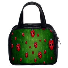 Ladybugs Red Leaf Green Polka Animals Insect Classic Handbags (2 Sides)