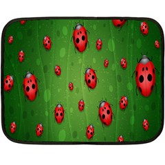 Ladybugs Red Leaf Green Polka Animals Insect Fleece Blanket (mini) by Mariart