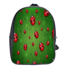 Ladybugs Red Leaf Green Polka Animals Insect School Bags(large)  by Mariart