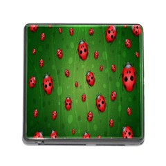 Ladybugs Red Leaf Green Polka Animals Insect Memory Card Reader (Square)