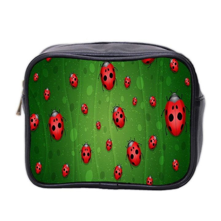 Ladybugs Red Leaf Green Polka Animals Insect Mini Toiletries Bag 2-Side