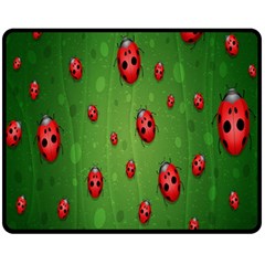 Ladybugs Red Leaf Green Polka Animals Insect Fleece Blanket (Medium) 