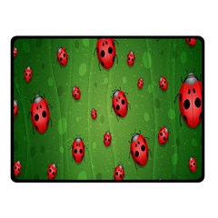 Ladybugs Red Leaf Green Polka Animals Insect Fleece Blanket (Small)