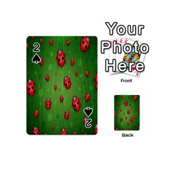 Ladybugs Red Leaf Green Polka Animals Insect Playing Cards 54 (mini)  by Mariart