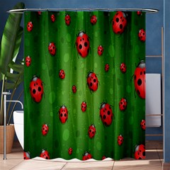 Ladybugs Red Leaf Green Polka Animals Insect Shower Curtain 60  X 72  (medium)  by Mariart