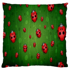 Ladybugs Red Leaf Green Polka Animals Insect Large Cushion Case (one Side) by Mariart