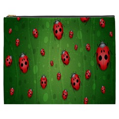 Ladybugs Red Leaf Green Polka Animals Insect Cosmetic Bag (xxxl)  by Mariart