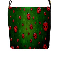 Ladybugs Red Leaf Green Polka Animals Insect Flap Messenger Bag (L) 