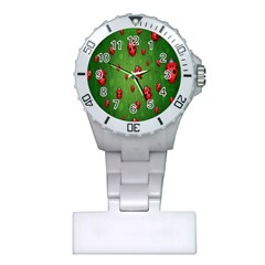 Ladybugs Red Leaf Green Polka Animals Insect Plastic Nurses Watch