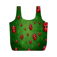 Ladybugs Red Leaf Green Polka Animals Insect Full Print Recycle Bags (m) 