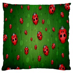 Ladybugs Red Leaf Green Polka Animals Insect Standard Flano Cushion Case (two Sides) by Mariart