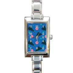 Seamless Triangle Circle Blue Waves Pink Rectangle Italian Charm Watch