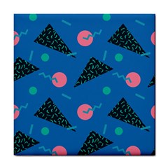 Seamless Triangle Circle Blue Waves Pink Tile Coasters