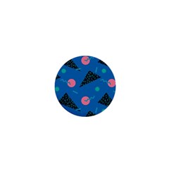 Seamless Triangle Circle Blue Waves Pink 1  Mini Buttons