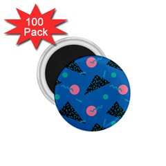 Seamless Triangle Circle Blue Waves Pink 1 75  Magnets (100 Pack) 