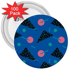 Seamless Triangle Circle Blue Waves Pink 3  Buttons (100 Pack) 