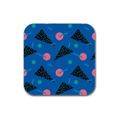 Seamless Triangle Circle Blue Waves Pink Rubber Square Coaster (4 Pack)  by Mariart