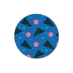 Seamless Triangle Circle Blue Waves Pink Magnet 3  (round)