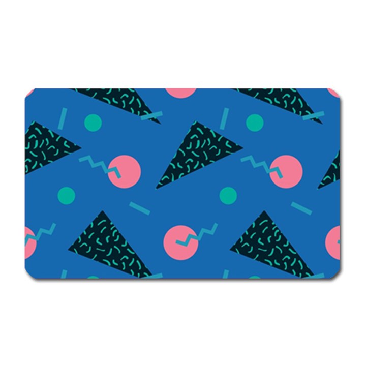 Seamless Triangle Circle Blue Waves Pink Magnet (Rectangular)