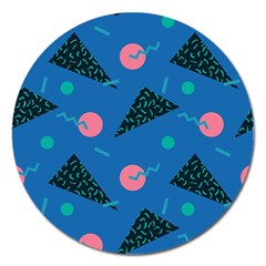 Seamless Triangle Circle Blue Waves Pink Magnet 5  (round) by Mariart