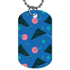 Seamless Triangle Circle Blue Waves Pink Dog Tag (one Side)