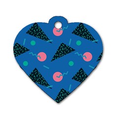 Seamless Triangle Circle Blue Waves Pink Dog Tag Heart (one Side) by Mariart