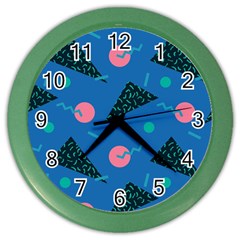 Seamless Triangle Circle Blue Waves Pink Color Wall Clocks