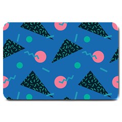 Seamless Triangle Circle Blue Waves Pink Large Doormat  by Mariart