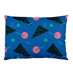 Seamless Triangle Circle Blue Waves Pink Pillow Case by Mariart