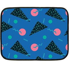 Seamless Triangle Circle Blue Waves Pink Fleece Blanket (mini) by Mariart