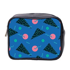 Seamless Triangle Circle Blue Waves Pink Mini Toiletries Bag 2-side by Mariart