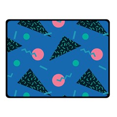 Seamless Triangle Circle Blue Waves Pink Fleece Blanket (small)