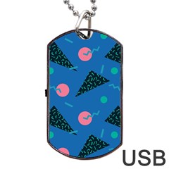 Seamless Triangle Circle Blue Waves Pink Dog Tag Usb Flash (two Sides) by Mariart