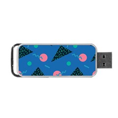 Seamless Triangle Circle Blue Waves Pink Portable Usb Flash (one Side) by Mariart