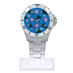 Seamless Triangle Circle Blue Waves Pink Plastic Nurses Watch by Mariart