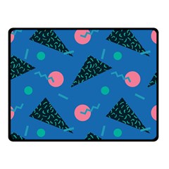 Seamless Triangle Circle Blue Waves Pink Double Sided Fleece Blanket (small) 