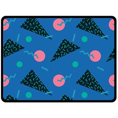 Seamless Triangle Circle Blue Waves Pink Double Sided Fleece Blanket (large)  by Mariart