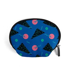 Seamless Triangle Circle Blue Waves Pink Accessory Pouches (small) 