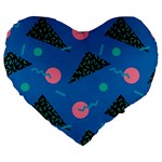 Seamless Triangle Circle Blue Waves Pink Large 19  Premium Flano Heart Shape Cushions Front