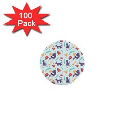 Redbubble Animals Cat Bird Flower Floral Leaf Fish 1  Mini Buttons (100 Pack) 