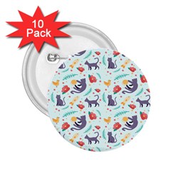 Redbubble Animals Cat Bird Flower Floral Leaf Fish 2 25  Buttons (10 Pack)  by Mariart