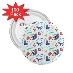 Redbubble Animals Cat Bird Flower Floral Leaf Fish 2 25  Buttons (100 Pack)  by Mariart