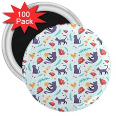 Redbubble Animals Cat Bird Flower Floral Leaf Fish 3  Magnets (100 Pack)