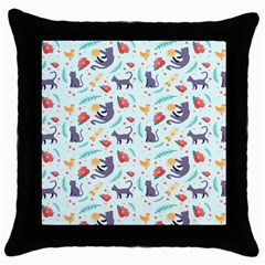 Redbubble Animals Cat Bird Flower Floral Leaf Fish Throw Pillow Case (black) by Mariart