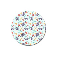 Redbubble Animals Cat Bird Flower Floral Leaf Fish Magnet 3  (round) by Mariart