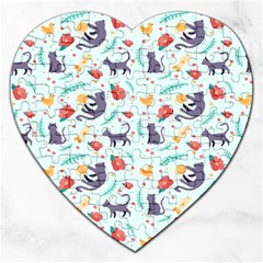 Redbubble Animals Cat Bird Flower Floral Leaf Fish Jigsaw Puzzle (heart) by Mariart