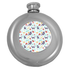 Redbubble Animals Cat Bird Flower Floral Leaf Fish Round Hip Flask (5 Oz) by Mariart