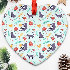 Redbubble Animals Cat Bird Flower Floral Leaf Fish Heart Ornament (two Sides) by Mariart